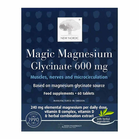 New Nordic Magic Magnesium Glycinate 600mg 60 Tablets – magnesium to support muscle function and reduce tiredness