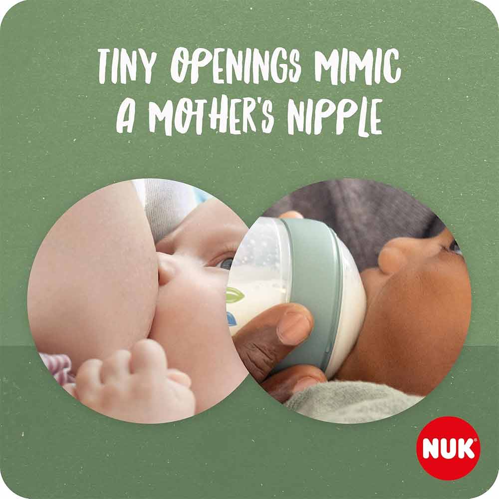 NUK For Nature Silicone Feeding Bottle 0+Months S Flow Green 150ml