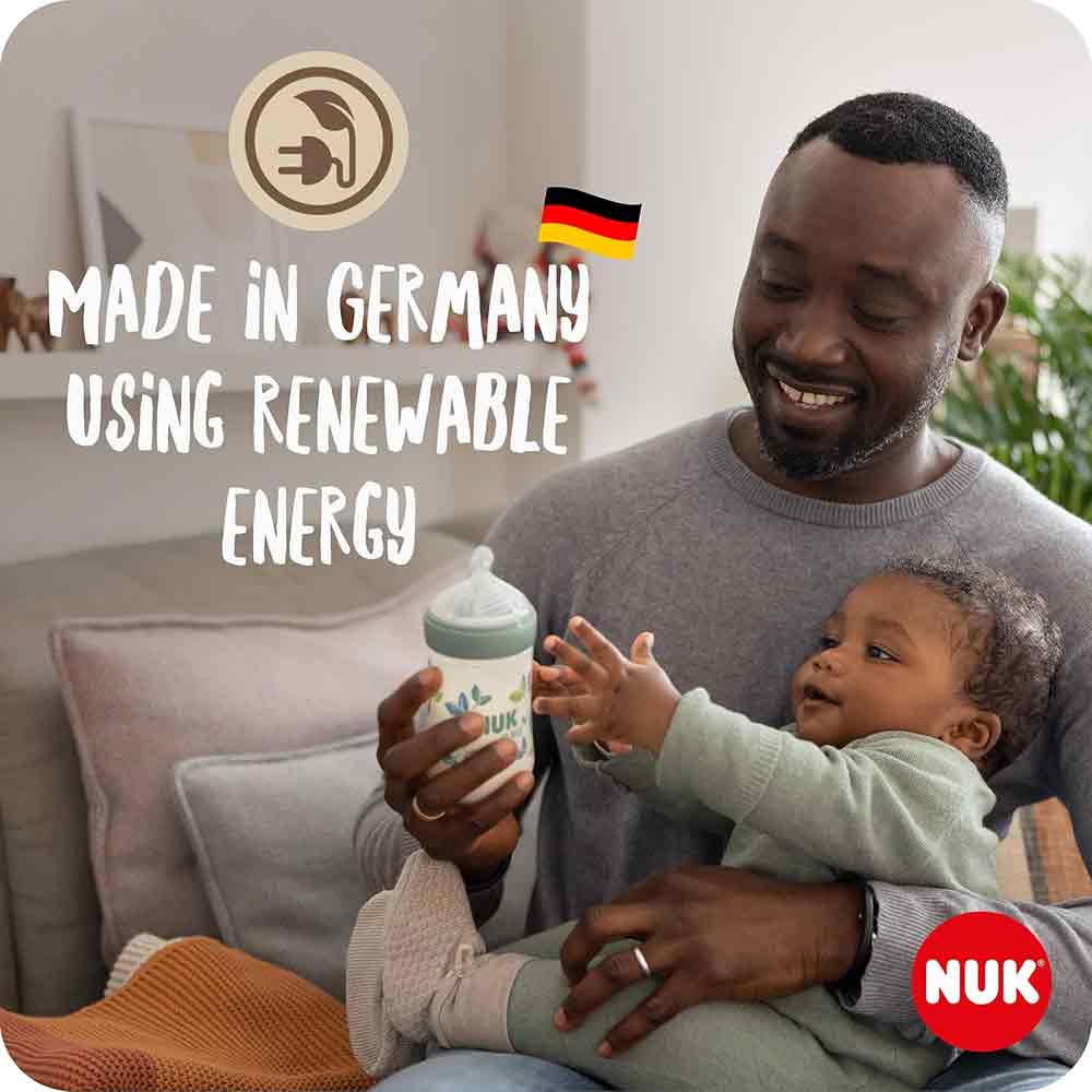 NUK For Nature Silicone Feeding Bottle 0+Months S Flow Green 150ml