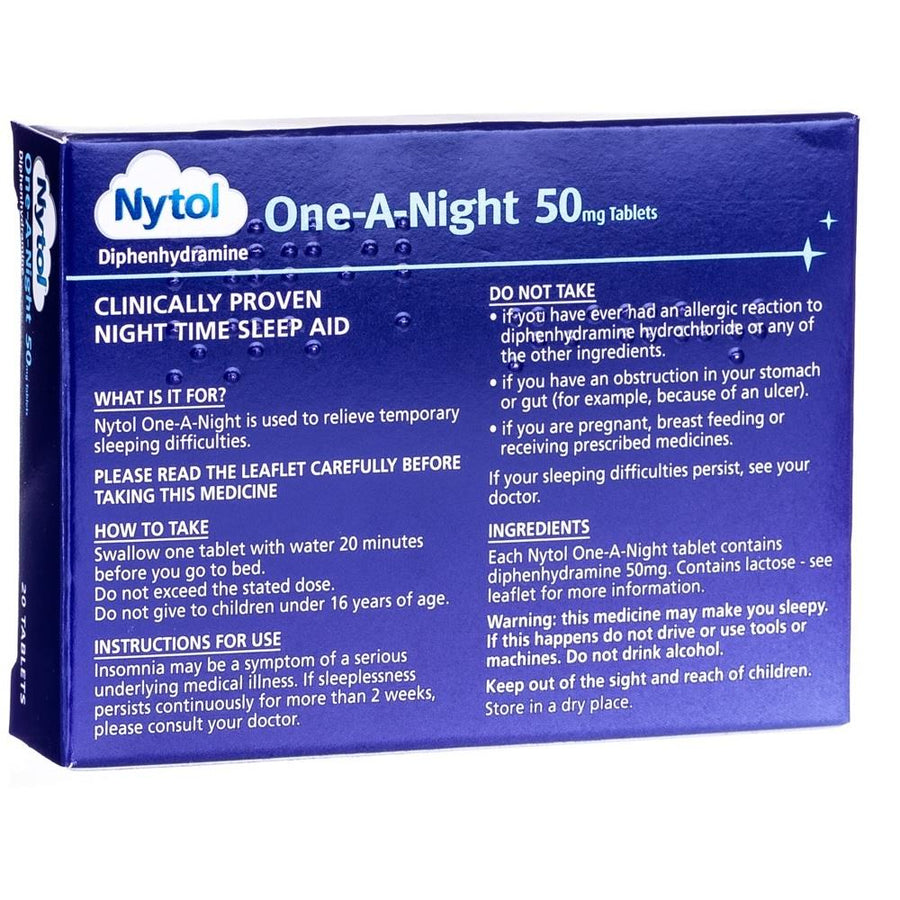 Nytol One-A-Night 50mg Tablets 20 Pack | Inish Pharmacy