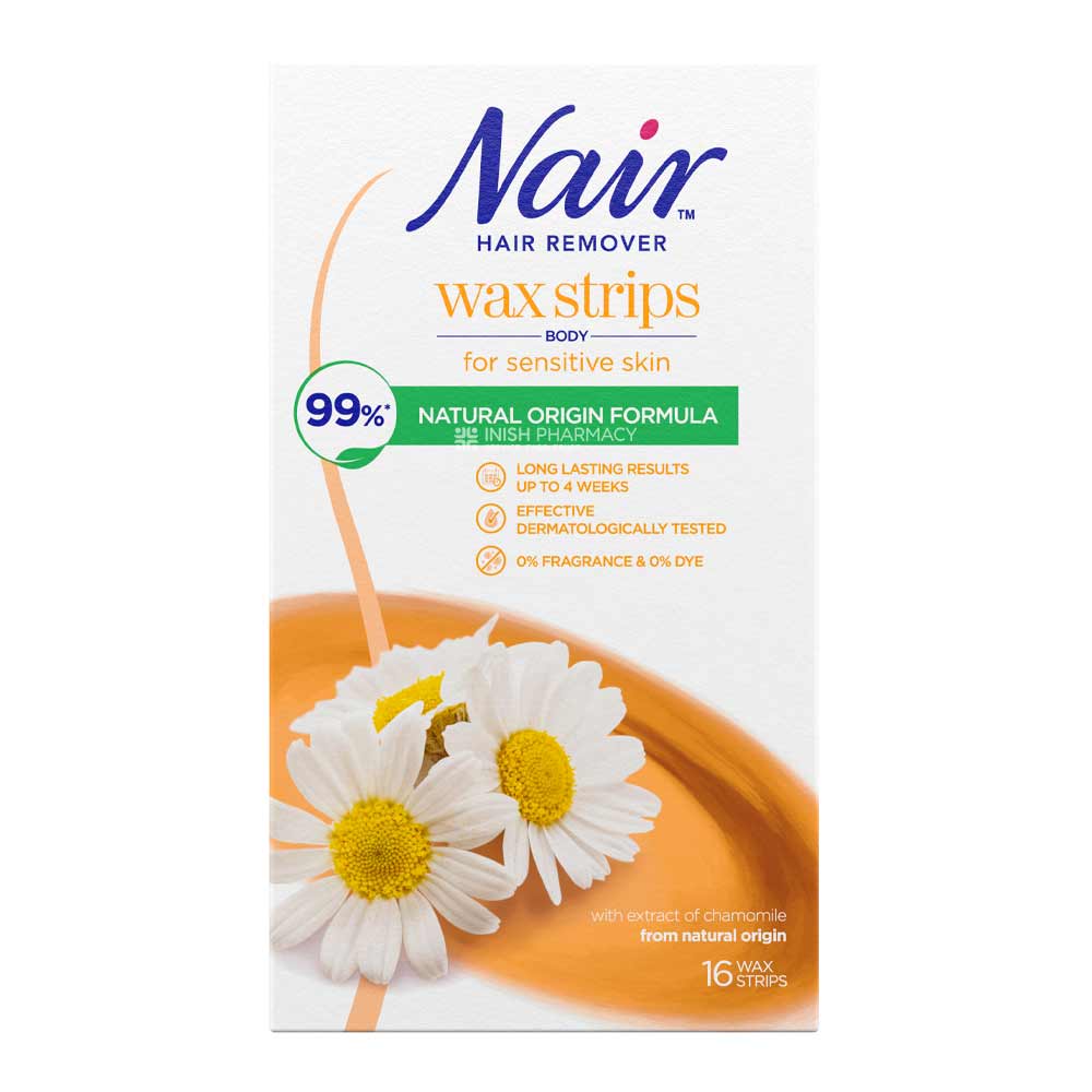 Nair Hair Remover Wax Strips Sensitive Skin Body 16 Strips