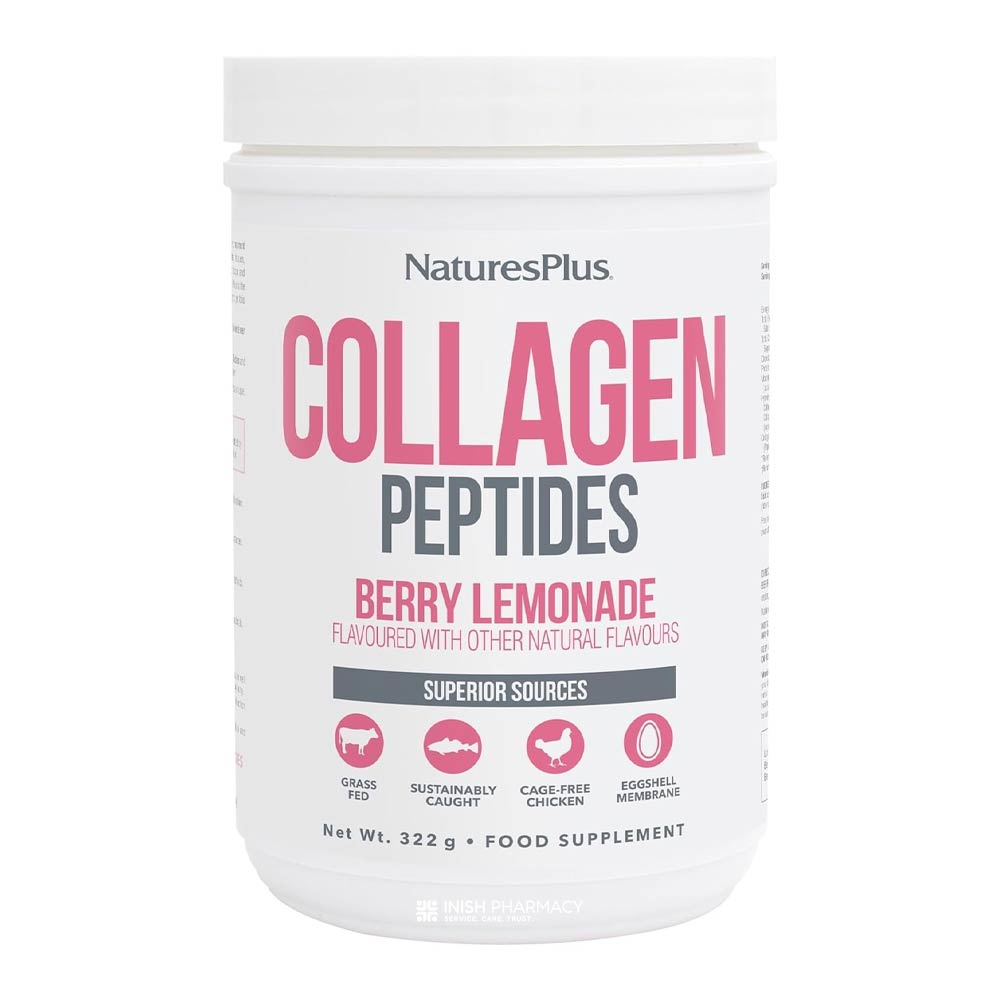 Natures Plus Collagen Peptides Berry Lemonade 322g – collagen for skin elasticity and joint support