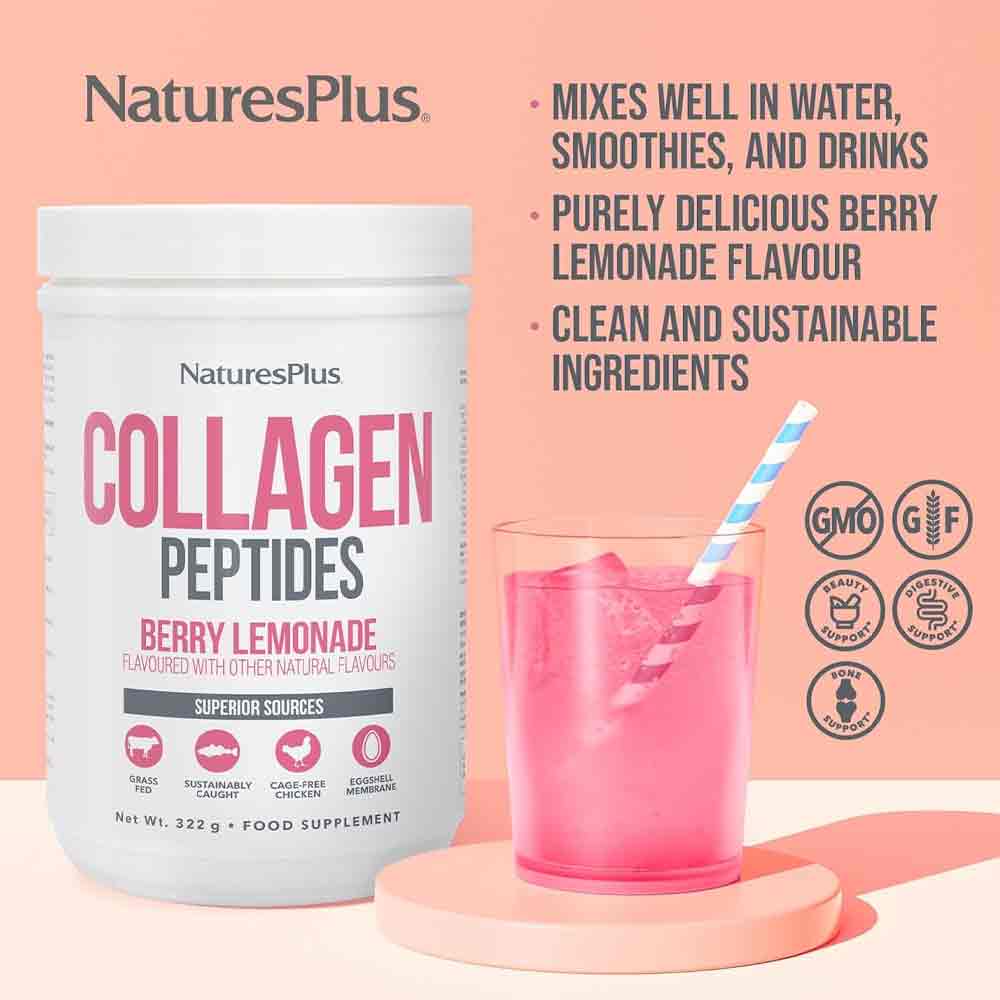 Natures Plus Collagen Peptides Berry Lemonade 322g