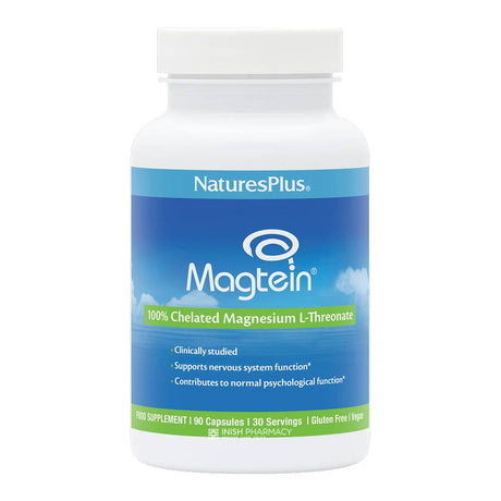 Natures Plus Magtein 100% Chelated Magnesium L-Threonate 90 Capsules – magnesium to support muscle function and reduce