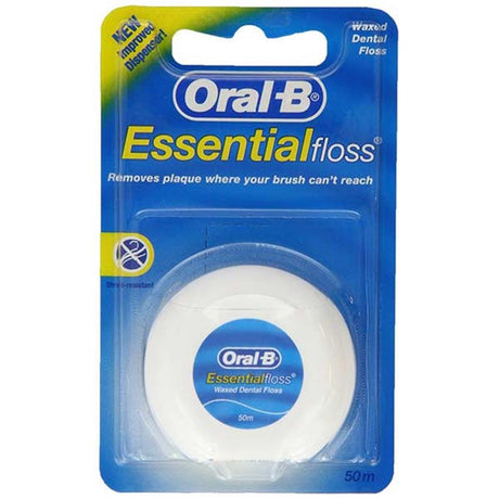 Oral B Essential Waxed Mint Dental Floss 50m – cleans between teeth for healthy gums