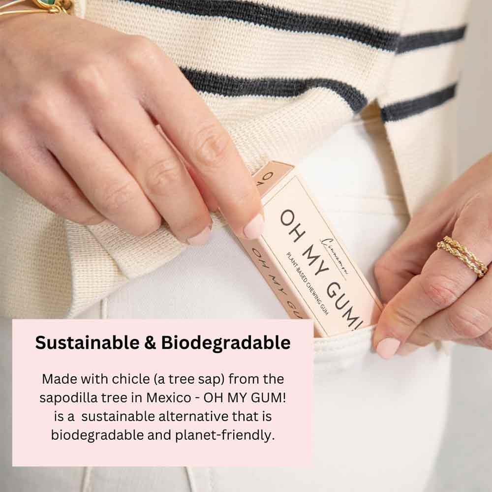 Oh My Gum! Cinnamon Flavoured Plant Based Chewing Gum 10 Pieces