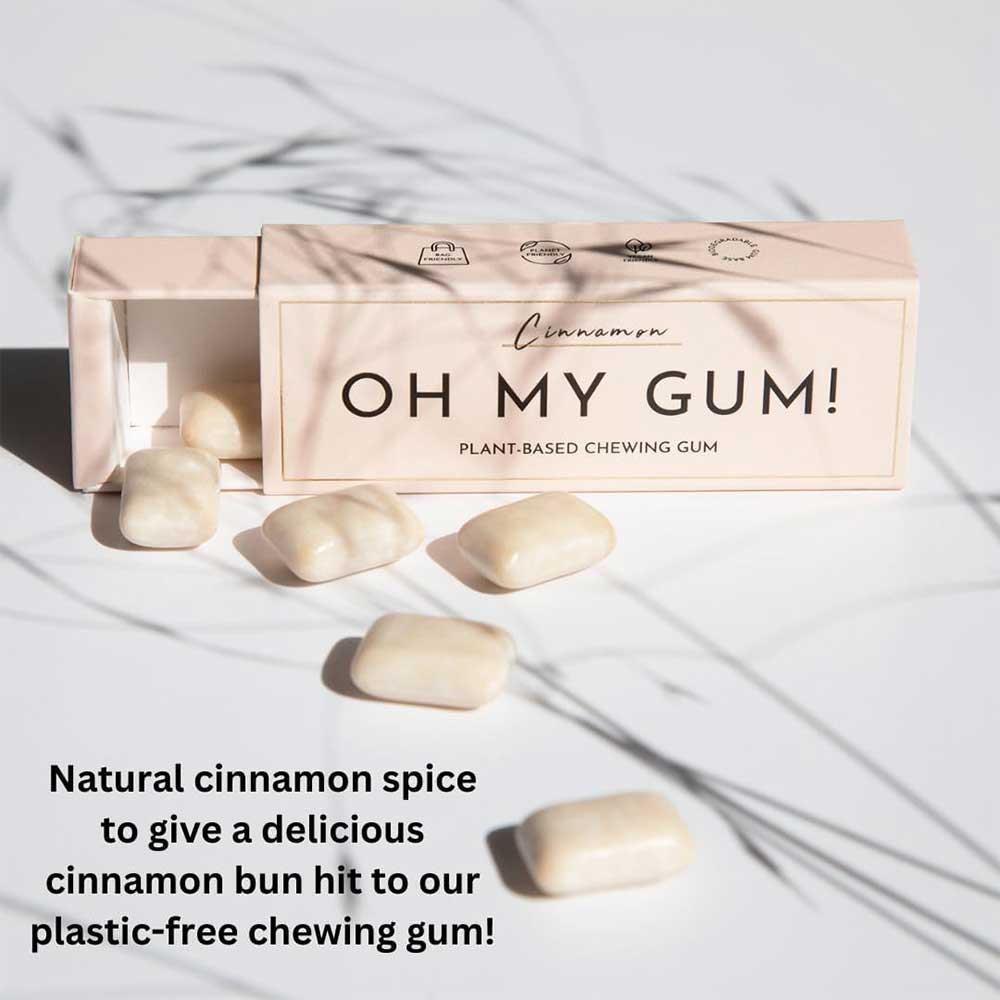 Oh My Gum! Cinnamon Flavoured Plant Based Chewing Gum 10 Pieces