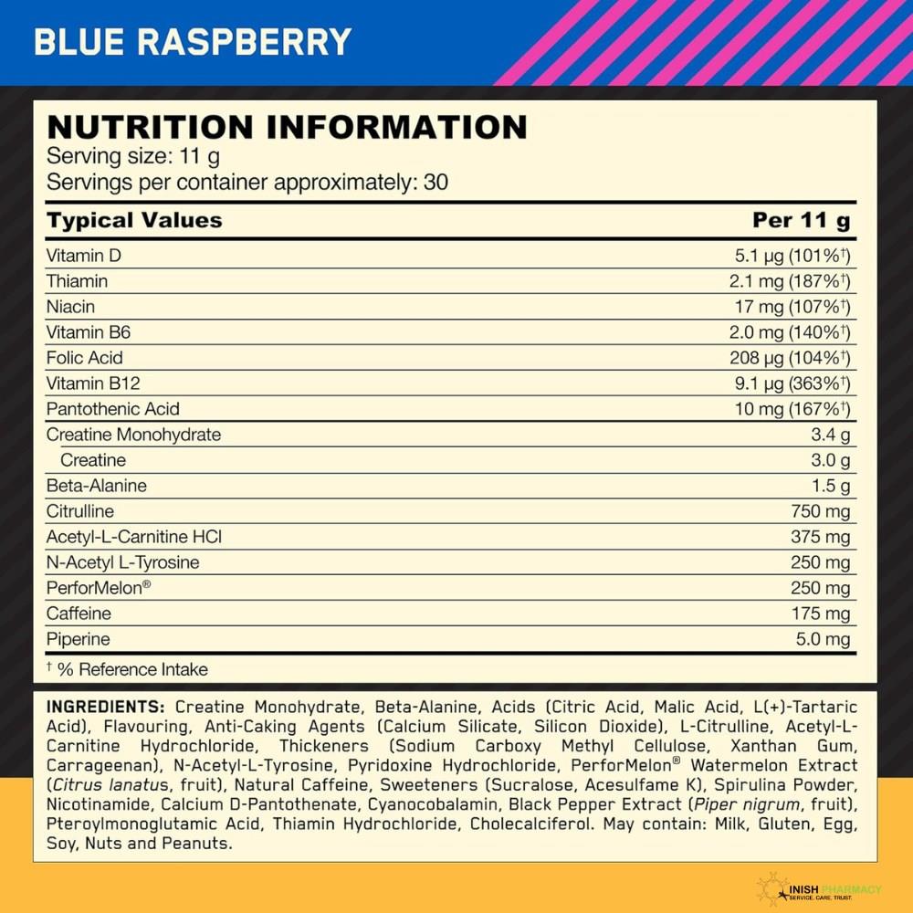 Optimum Nutrition Pre-Workout Blue Raspberry 300g