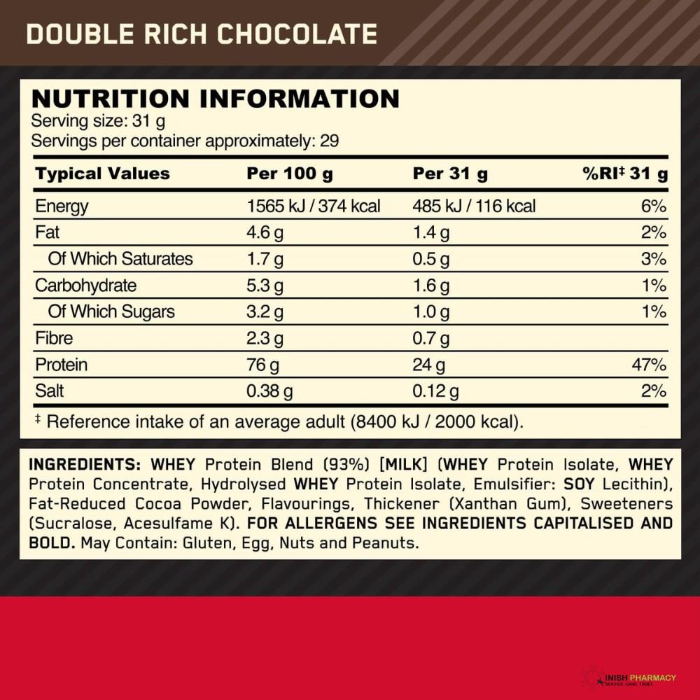 Optimum Nutrition Gold Standard 100% Whey Double Rich Chocolate 900g