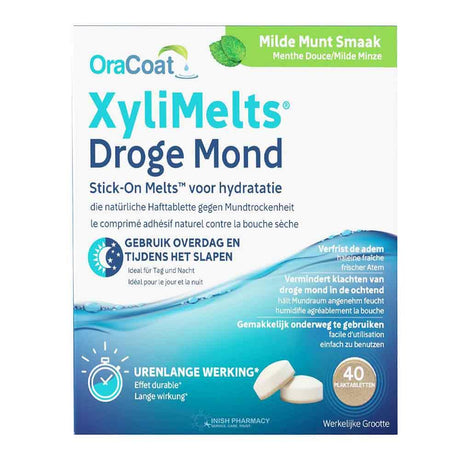 Oracoat XyliMelts for Dry Mouth Stick-On Melts Mild Mint 40 Tablets – provides lasting dry mouth relief