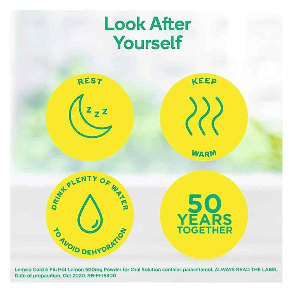 Lemsip Cold & Flu 500mg Hot Lemon