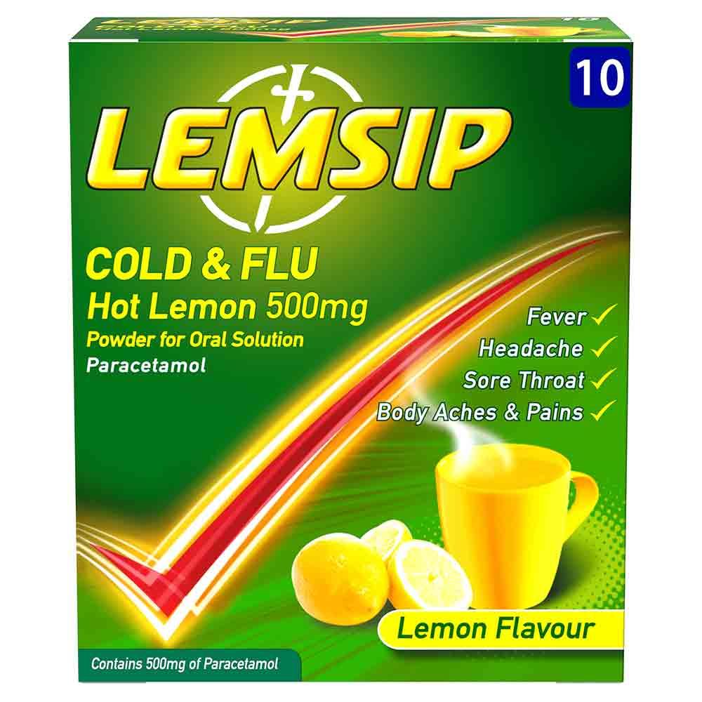 Lemsip Cold & Flu 500mg Hot Lemon