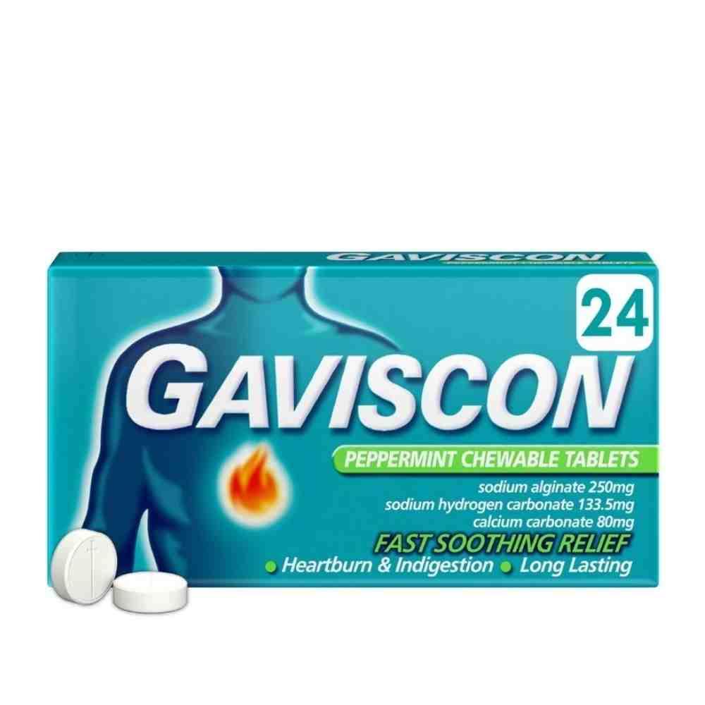 Gaviscon Chewable Tablets Peppermint 24 Pack