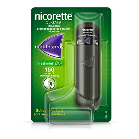 Nicorette QuickMist Freshmint 1mg/Spray – nicotine replacement to ease cravings when quitting smoking