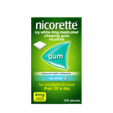 Nicorette Icy White Gum – nicotine replacement to ease cravings when quitting smoking