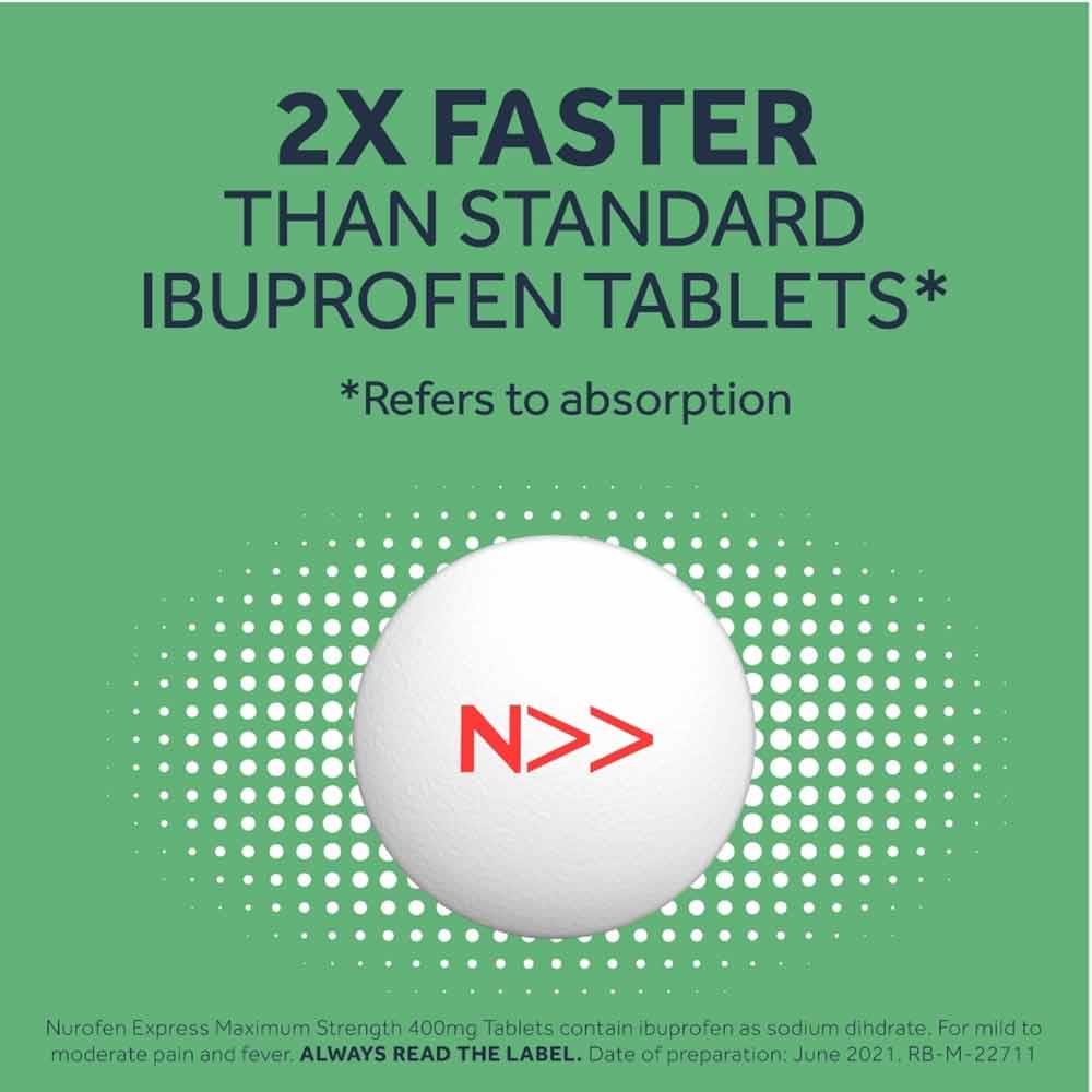 Nurofen Express Max Strength 400mg Ibuprofen Tablets