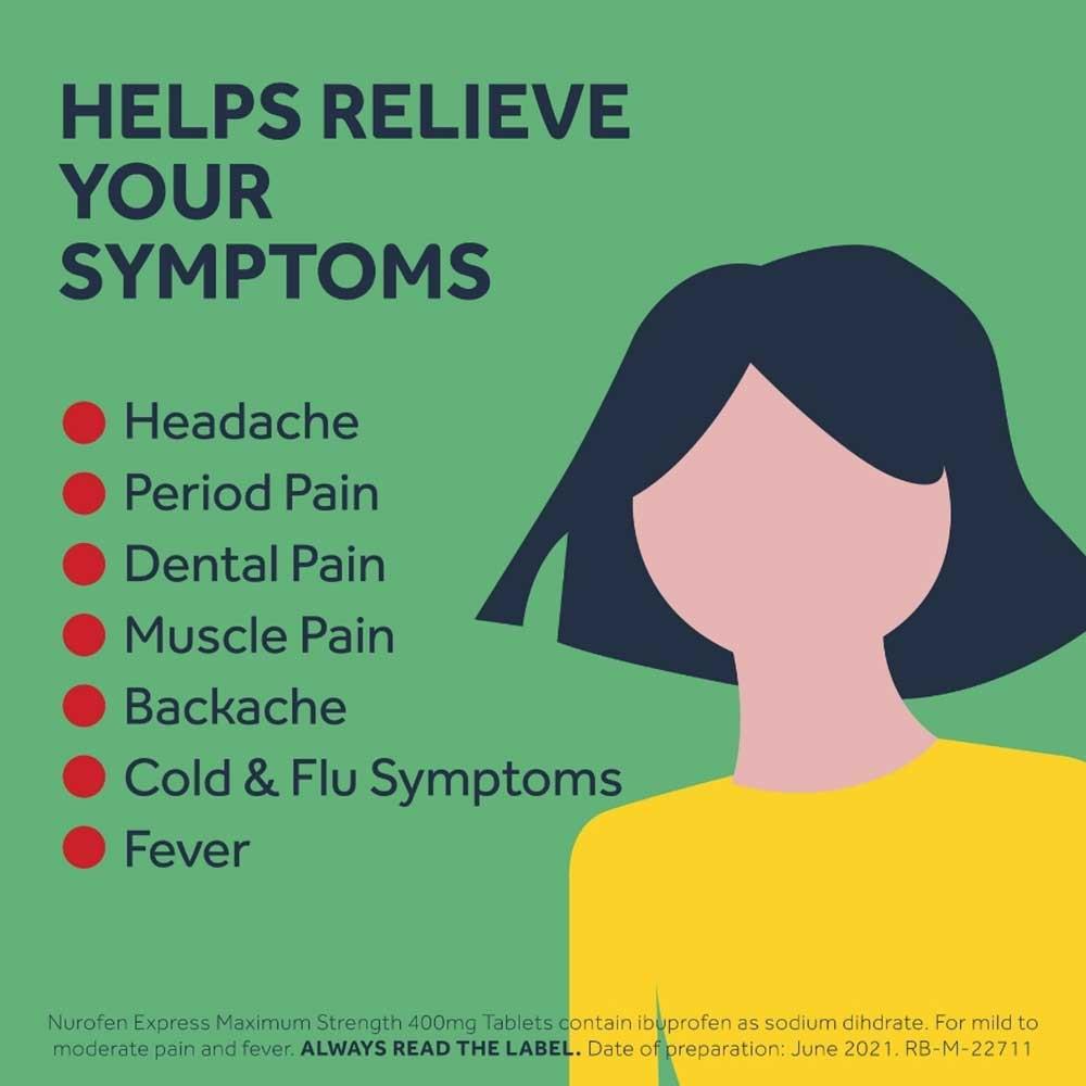 Nurofen Express Max Strength 400mg Ibuprofen Tablets