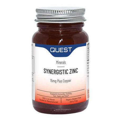 Quest Synergistic Zinc 15mg Plus Copper – zinc to support the immune system and wound healing