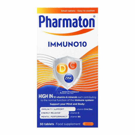 Pharmaton Immuno10 Caplets For Immune System Mind Body 30 Pack – key nutrients to support a healthy immune system