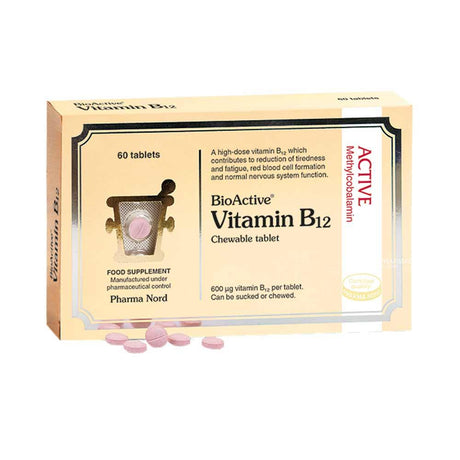 Pharma Nord BioActive Vitamin B12 60 Tablets – vitamin B12 for energy metabolism and nerve health