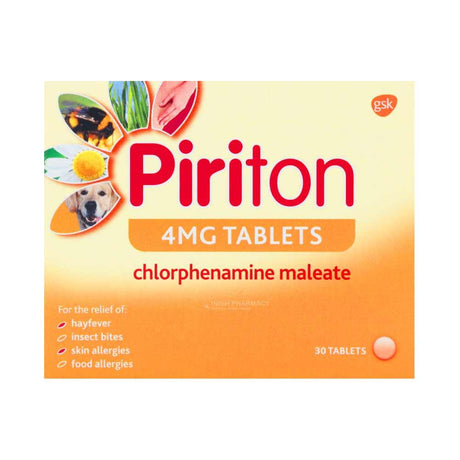 Piriton Tablets Chlorphenamine 4mg 30 Pack – provides fast relief from allergy symptoms