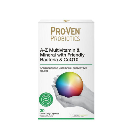 Pro-Ven Biotics A-Z Multivitamin with Acidophilus & Bifidus & CoQ10 30 Capsules – CoQ10 to support heart health and cellular