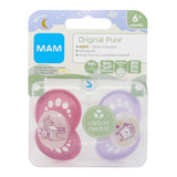 Mam Pure Night 6+M Soother 2 Pack – a gentle soother to comfort and soothe babies