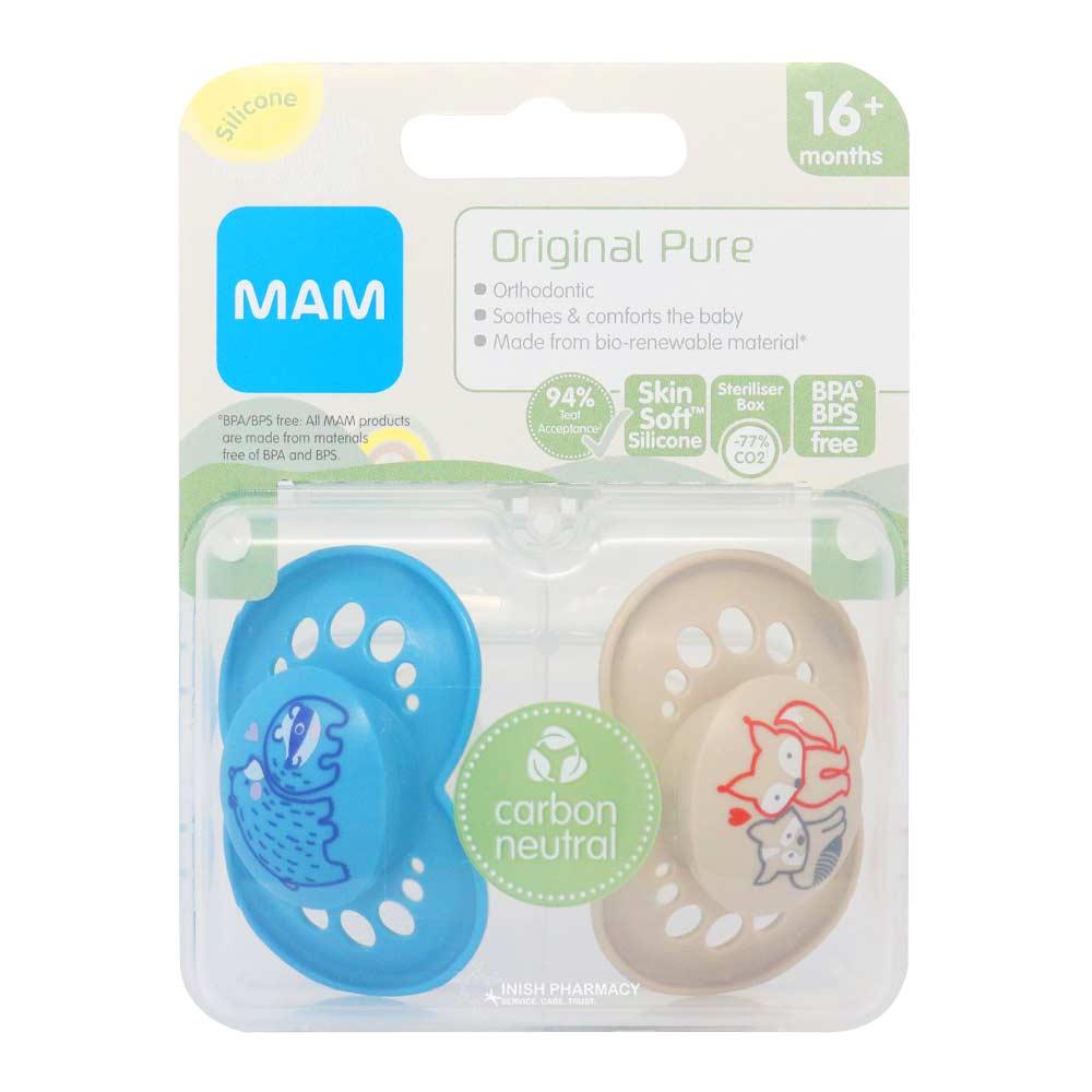 Mam Pure Original 16+M Soother 2 Pack – a gentle soother to comfort and soothe babies
