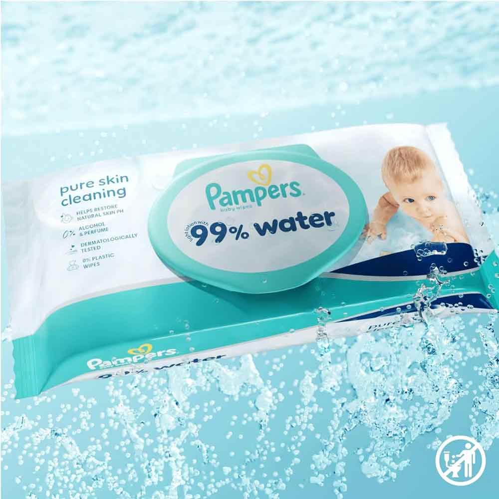 Pampers 99% Water Baby Wipes 4 Pack 240 Wipes