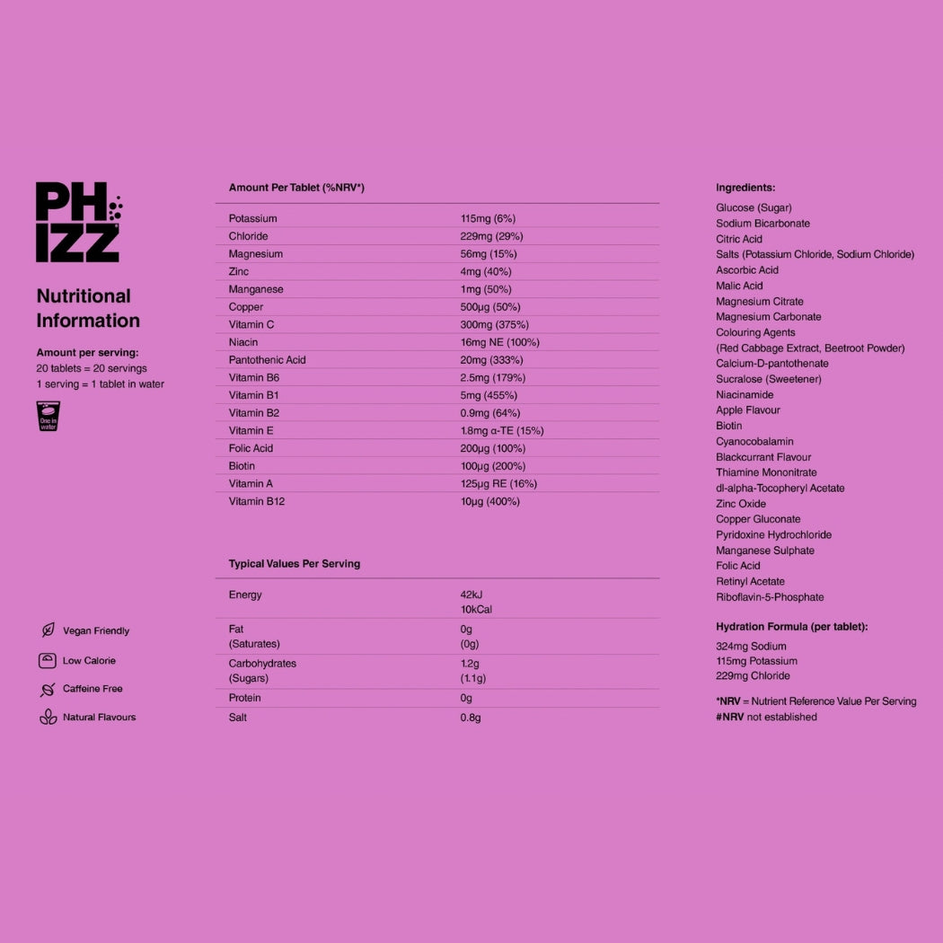 Phizz 3-In-1 Effervescent Apple & Blackcurrant 20 Pack
