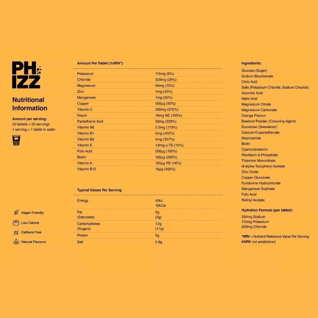 Phizz 3-In-1 Effervescent Orange 20 Pack