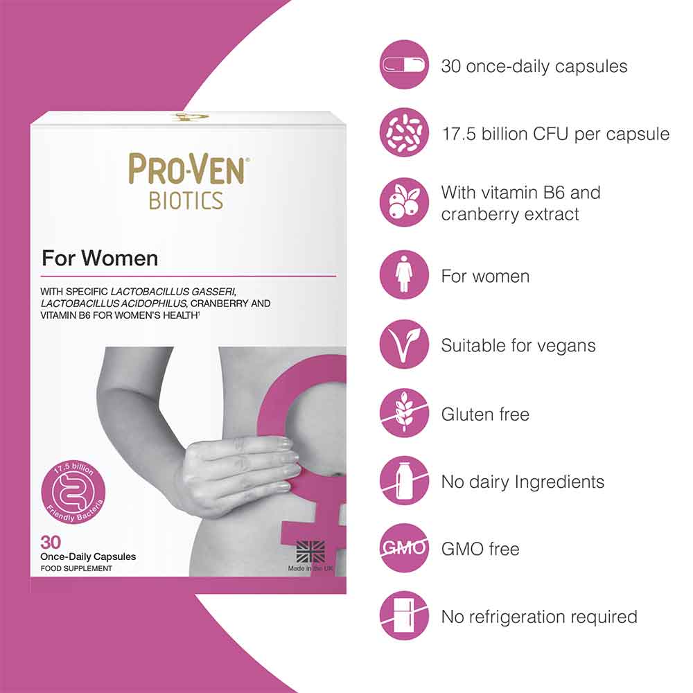 Pro-Ven Probiotics Womens Lactobacillus & Bifidus With Cranberry 30 Pack