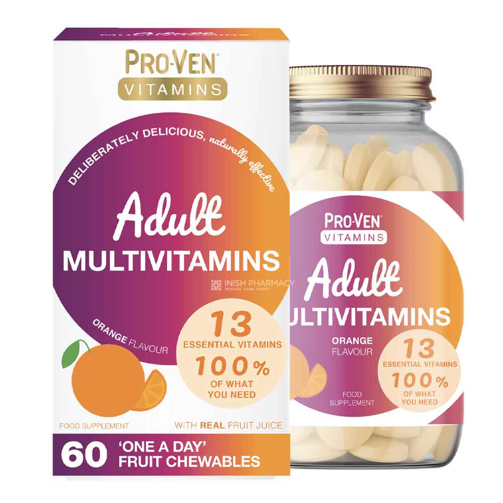 Pro-Ven Vitamins Adult Multivitamin Orange Flavour 60 Chewables – a daily multivitamin for complete nutritional support