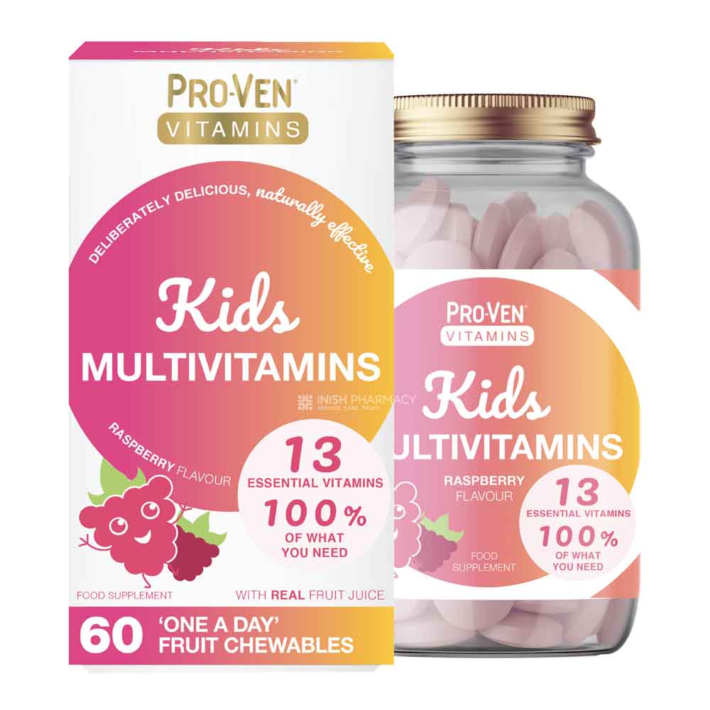 Pro-Ven Vitamins Kids Multivitamin Raspberry Flavour 60 Chewables – a daily multivitamin for complete nutritional support