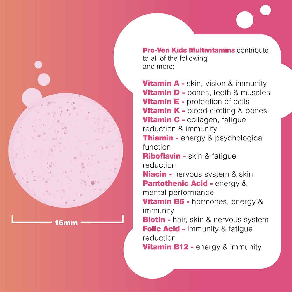 Pro-Ven Vitamins Kids Multivitamin Raspberry Flavour 60 Chewables