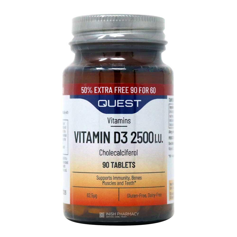 Quest Vitamin D3 2500iu Cholecalciferol 60 Tablets
