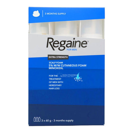 Regaine For Men Extra Strength Foam 5% Minoxidil 3 Month Supply 3x60g – for healthy, well-nourished hair