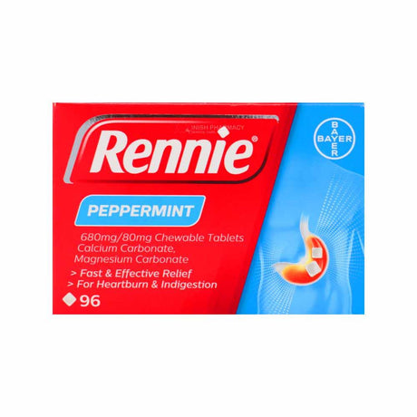 Rennie Peppermint Tablets 96 Pack – provides effective relief from acid reflux and heartburn