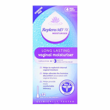Replens MD Longer Lasting Vaginal Moisturiser Four Week Supply 12 Applicators – a clinically tested vaginal treatment