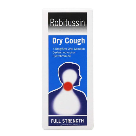 Robitussin Dry Cough 7.5mg/5ml Dextromethorpan Sugar Free Oral Solution 100ml – soothes and relieves persistent coughs