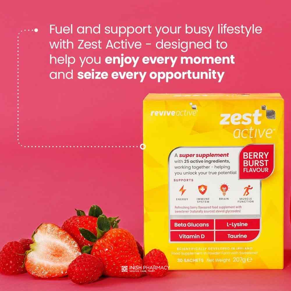 Revive Active Zest Active Berry Burst Food Supplement 30 Sachets + 20% Extra Free