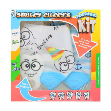 Smiley Eileey's Teething Kit - Its My Birthday - Blue – a soothing teether to ease teething discomfort