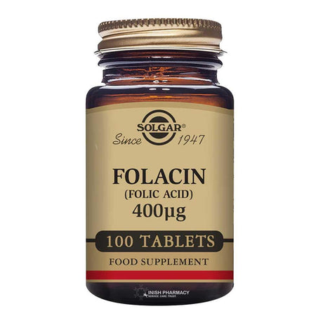 Solgar Folacin Folic Acid 400ug 100 Tablets – folic acid to support healthy cell division