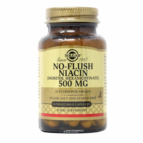 Solgar No-Flush Niacin 500mg 50 Capsules – vitamins and minerals to support energy and wellbeing