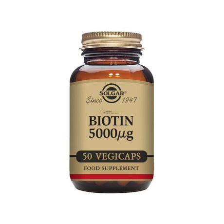 Solgar Biotin 5000ug 50 Capsules – biotin to support healthy hair growth and strong nails