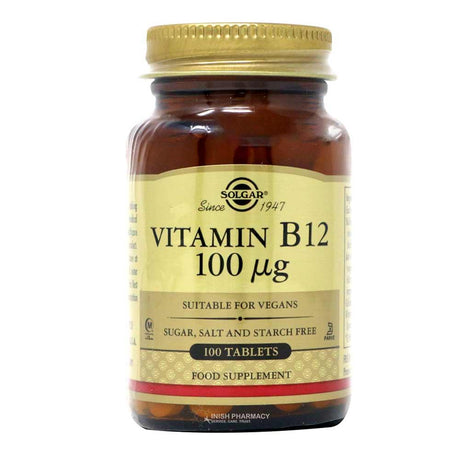 Solgar Vitamin B12 100ug 100 Tablets – vitamin B12 for energy metabolism and nerve health