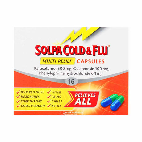 Solpa Cold & Flu Multi-Relief Capsules 16 Pack – relieves cold and flu symptoms