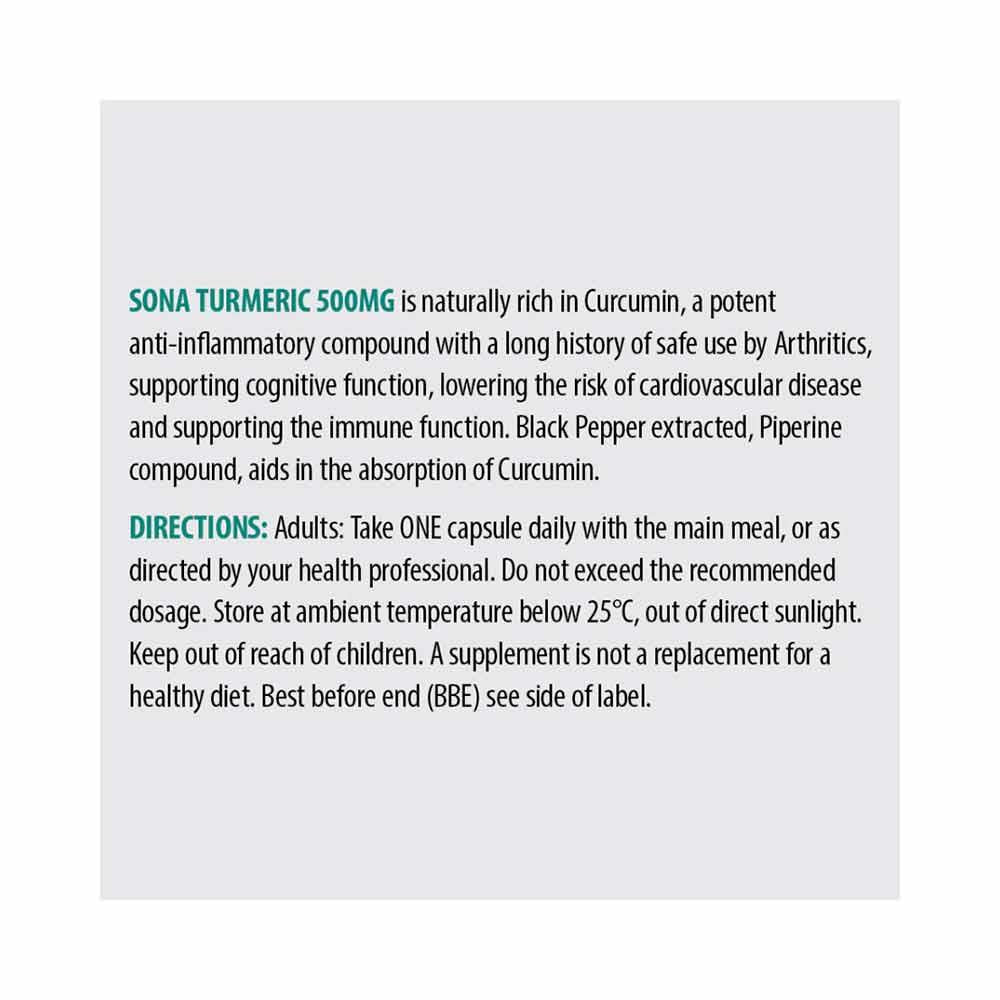 Sona Turmeric with Black Pepper 500mg 120 Capsules