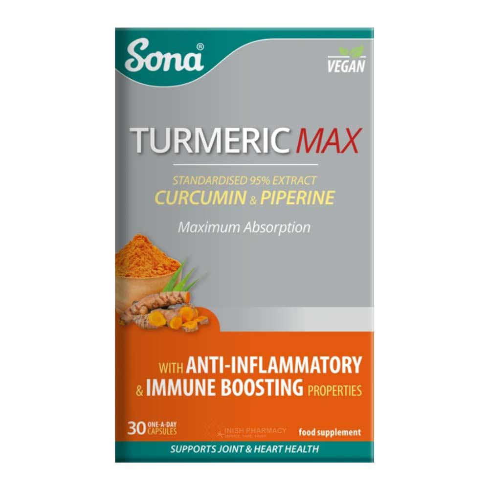 Sona Turmeric Max 30 Capsules – turmeric with curcumin for natural anti-inflammatory support