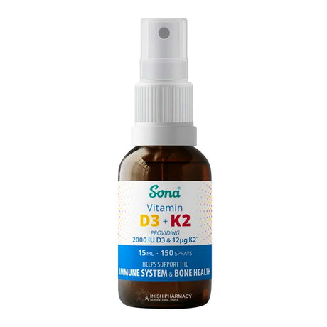Sona Vitamin D3 & K2 Oral Spray 15ml – vitamin D3 to support bones, muscles and immunity